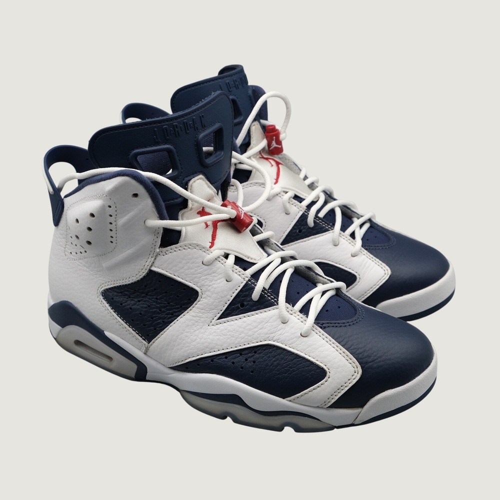 Jordan 6 Retro Olympic 2024 CT8529-164 Size 10.5 White Navy Red Leather Sneaker